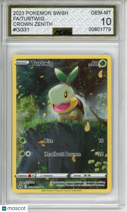 2023 Pokemon Crown Zenith Turtwig #GG31 Unlimited AGS 10