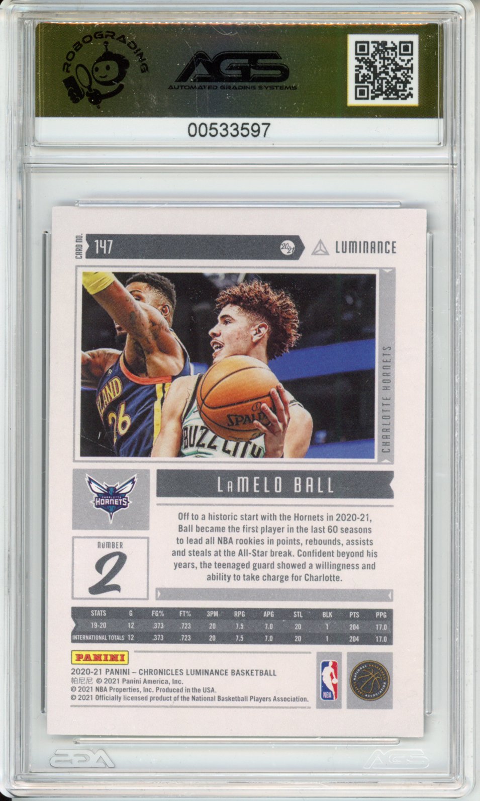 Panini 2020-21 Chronicles LaMelo Ball #147 Base English AGS 10
