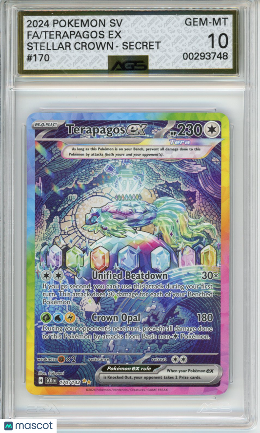 2024 Pokemon STELLAR CROWN Terapagos ex #170 AGS 10