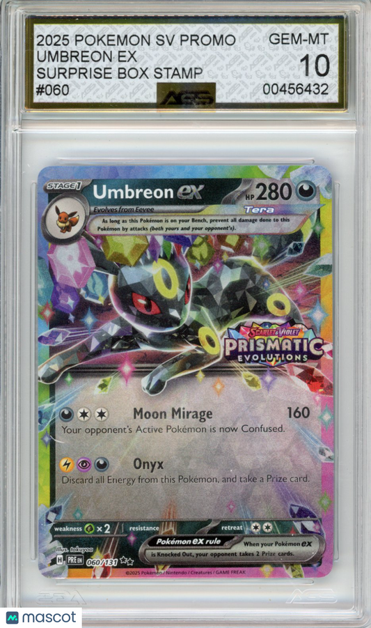 2025 Pokemon Scarlet & Violet Umbreon EX #060 Surprise Box Stamp AGS 10