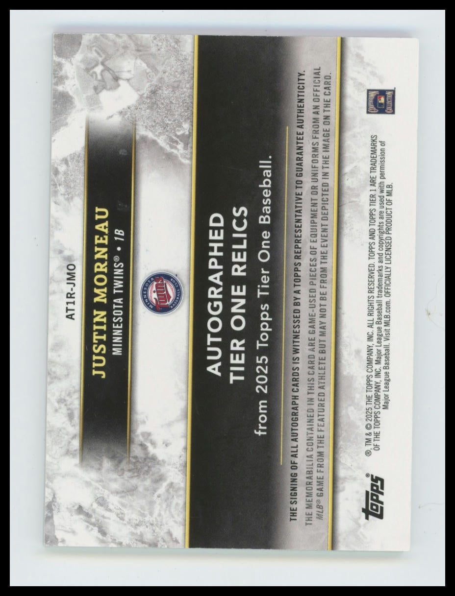 2025 Topps Tier One justin morneau Tier One Autographed Relics Green Triple