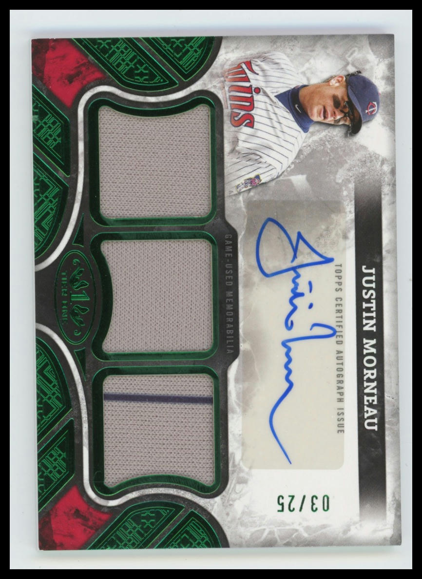 2025 Topps Tier One justin morneau Tier One Autographed Relics Green Triple