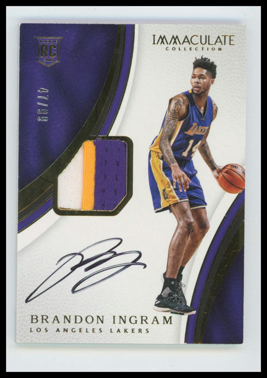 2016-17 Immaculate Collection Brandon Ingram RC Auto 3 Color Patch /99 #130