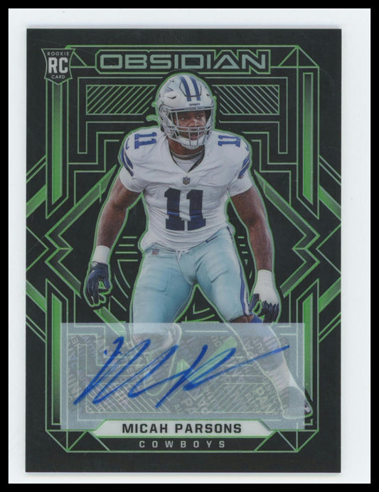 2021 Panini Obsidian Micah Parsons Electric Etch Green #/50 RC Auto #163