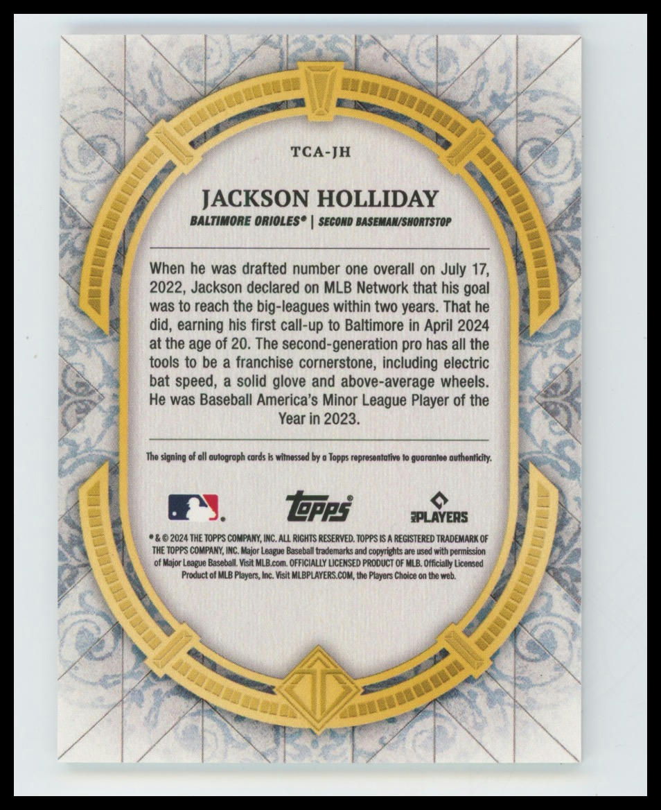 2024 Topps Transcendent Collection 21/25 Jackson Holliday #TCA-JH Rookie Auto RC