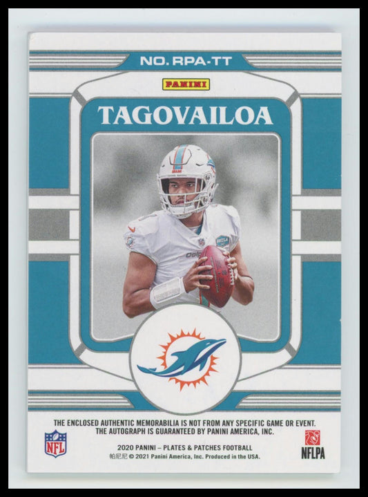 2020 Panini Plates And Patches Rookie Patch Autograph Tua Tagovailoa RC RPA /99