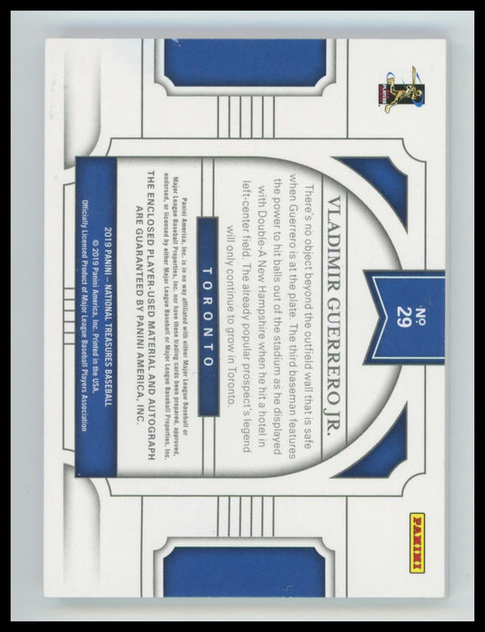 2019 National Treasures #29 Vladimir Guerrero Jr RPA RC Patch AUTO /99