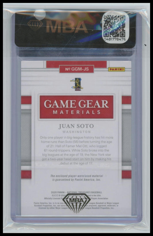 2020 Panini National Treasures Juan Soto Game Gear Materials Platinum #GGM-JS