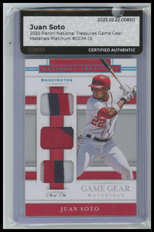 2020 Panini National Treasures Juan Soto Game Gear Materials Platinum #GGM-JS
