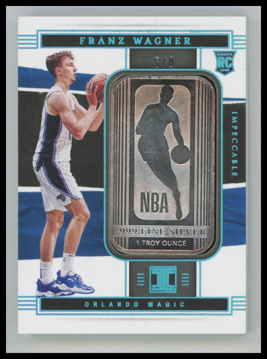 Franz Wagner 2021-22 Impeccable NBA Logoman Silver Bar Rookie RC /8 Blue (FW)