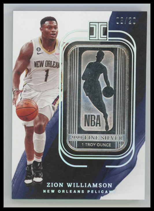 2022-23 Panini Impeccable Zion Williamson NBA Logo 1 Troy Ounce Silver Bar /20