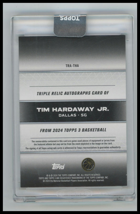 2024 Topps 3 Tim Hardaway Jr Triple Relic Auto /20 #TRA-THA