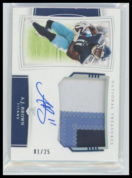 2019 National Treasures Holo Silver #170 A.J. Brown RPA Rookie PATCH AUTO 12/25