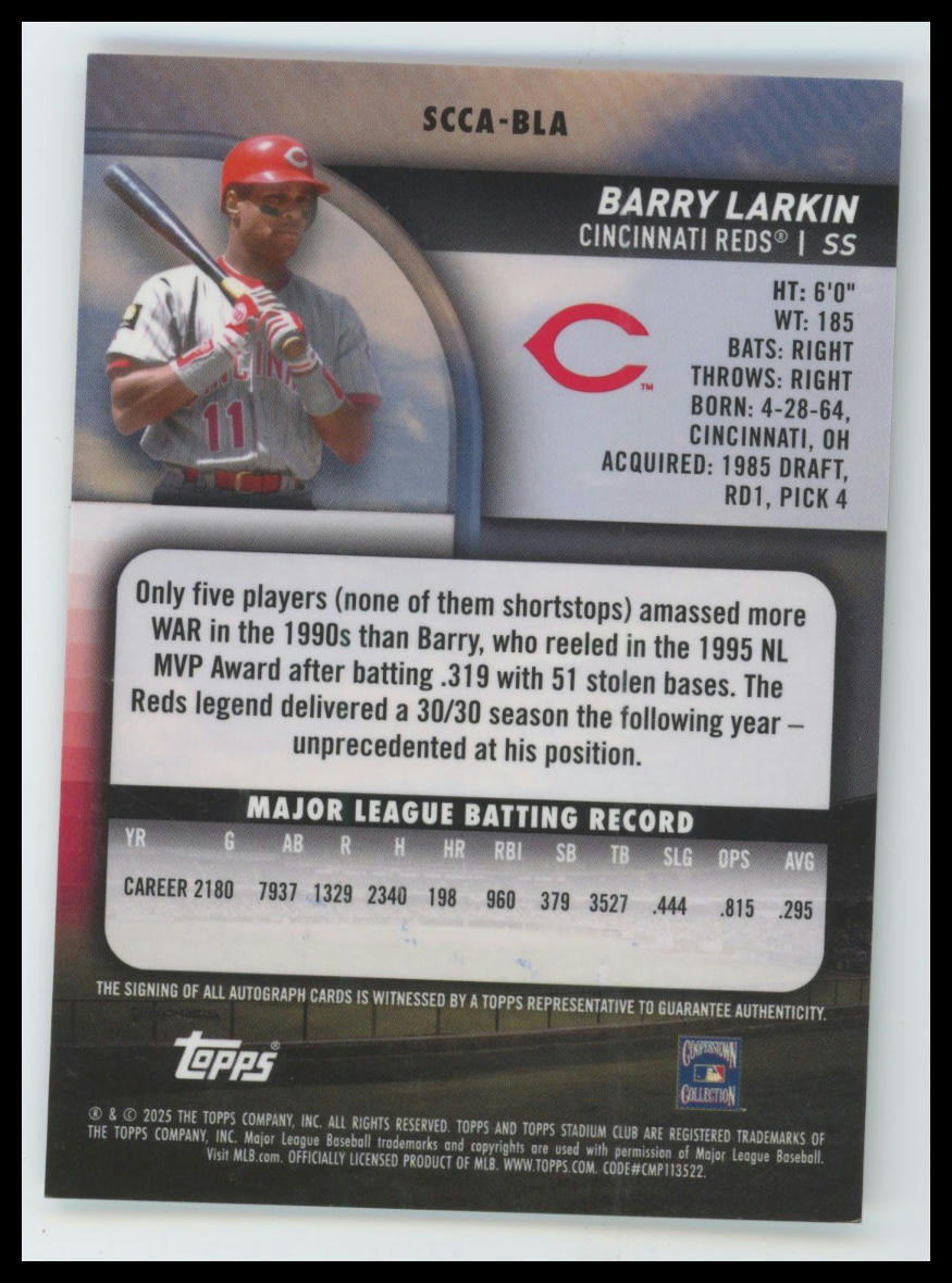 2025 Stadium Club Barry Larkin Chrome Autographs