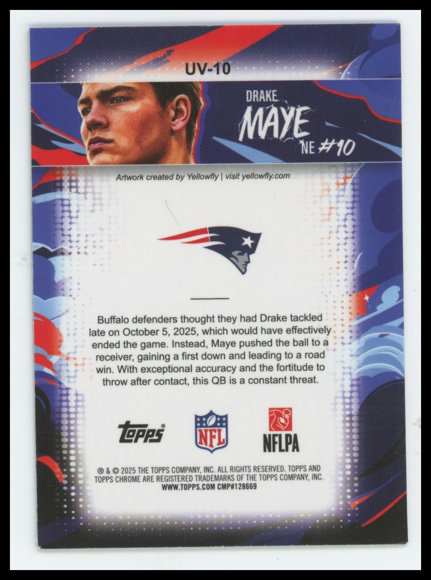 2025 Topps Chrome Drake Maye Ultraviolet #UV-10