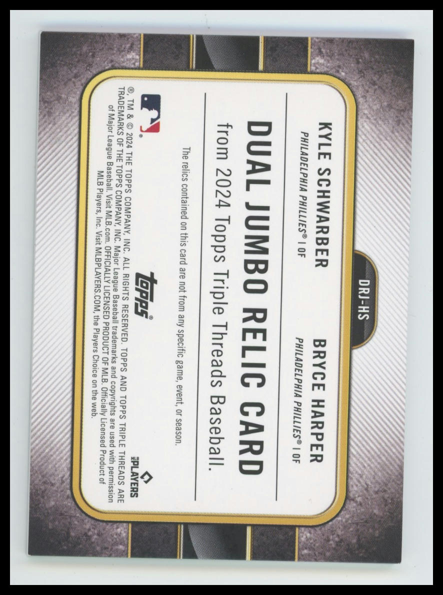 2024 Topps Triple Threads Kyle Schwarber / Bryce Harper Dual Jumbo Relics #/48