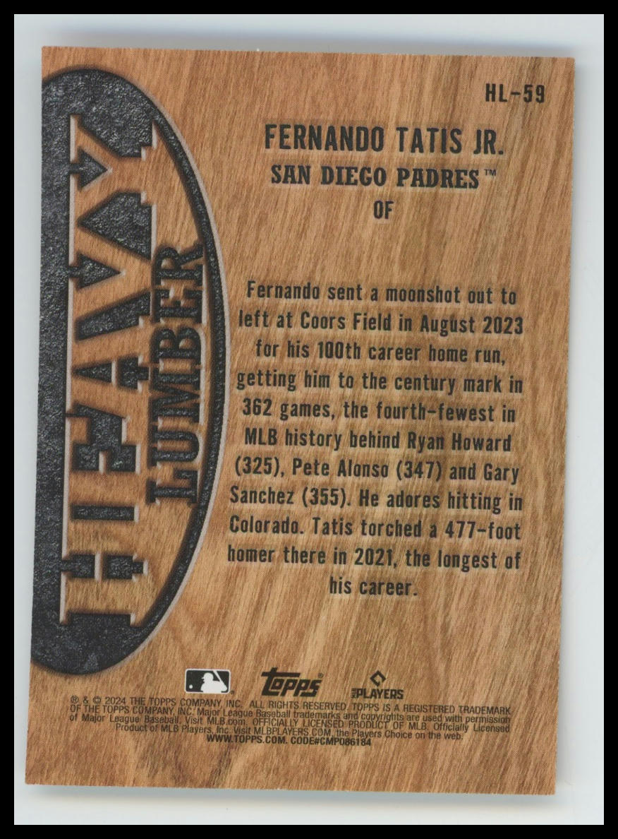 2024 Topps Update Fernando Tatis Jr. Heavy Lumber