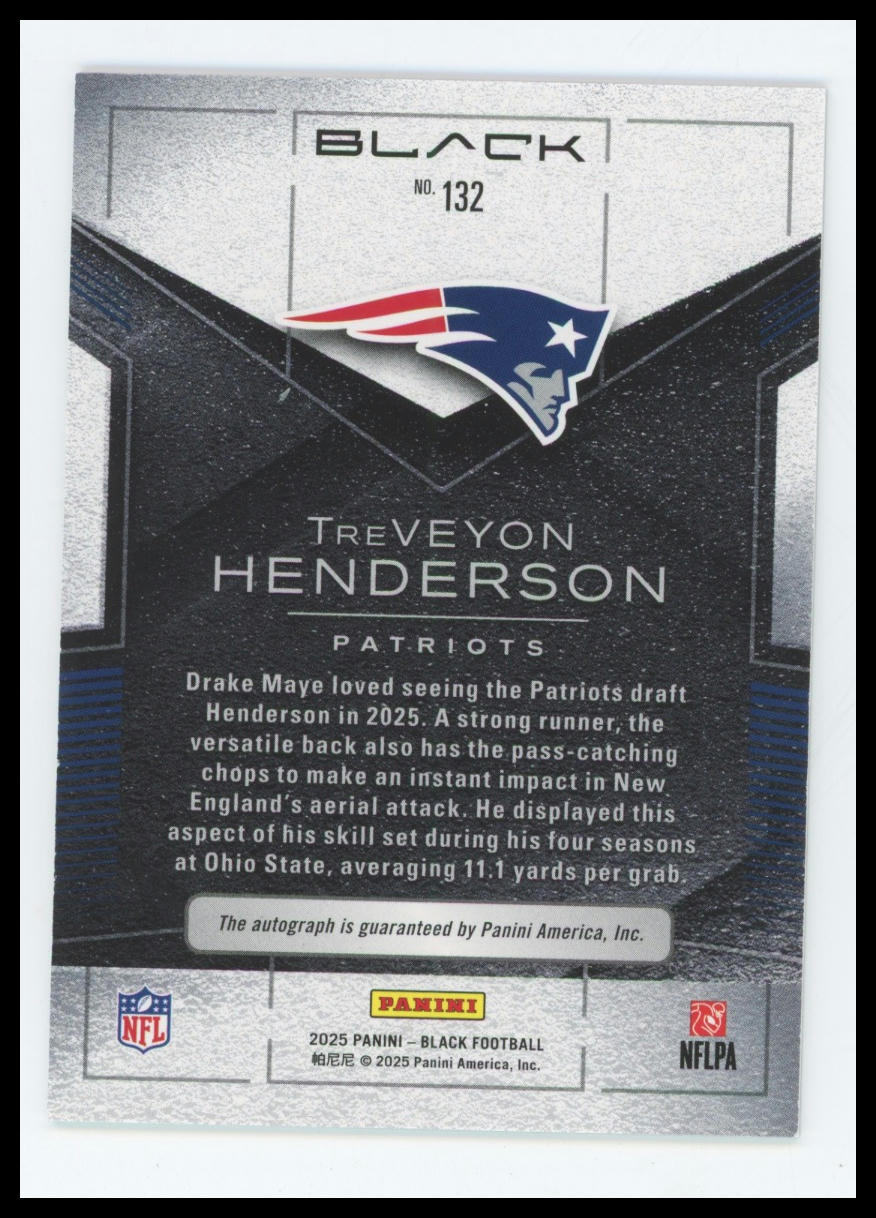 2025 Panini Black Treveyon Henderson Auto /199 #132