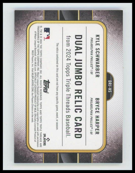 2024 Topps Triple Threads - Dual Jumbo Relics - Bryce Harper, Kyle Schwarber /48
