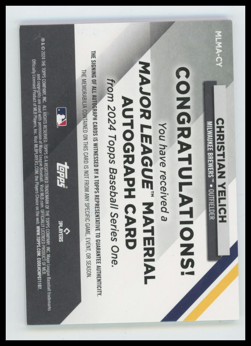 2024 Topps Update Christian Yelich Major League Materials Autographs #/50