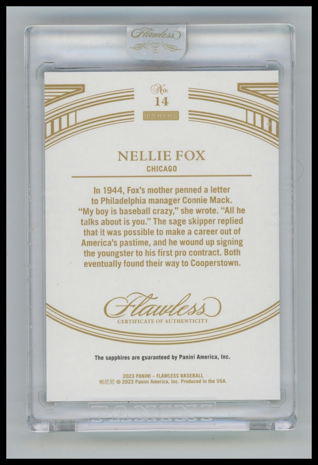 2023 Panini Flawless Nellie Fox Double Sapphire Legends /15 #14