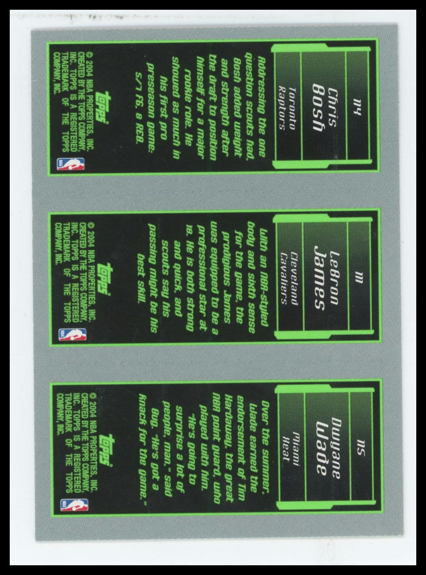 2003-04 Topps M3 Chris Bosh / LeBron James / Dwyane Wade #114 #111 #115