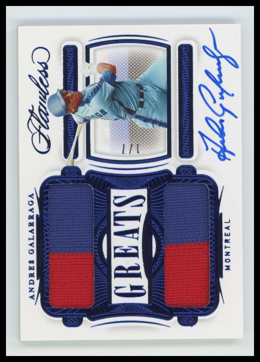 2021 Panini Flawless Andres Galarraga Greats Dual Memorabilia Autographs #/7