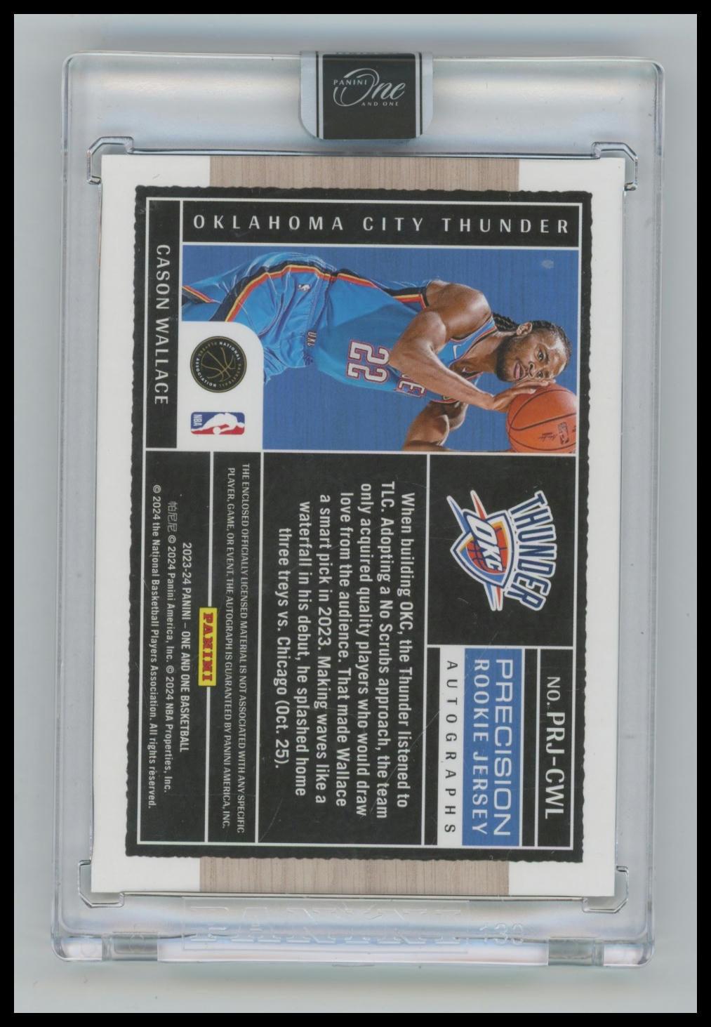 2023-24 Panini One and One Cason Wallace Precision Rookie Jersey Autographs /35  #PRJ-CWL