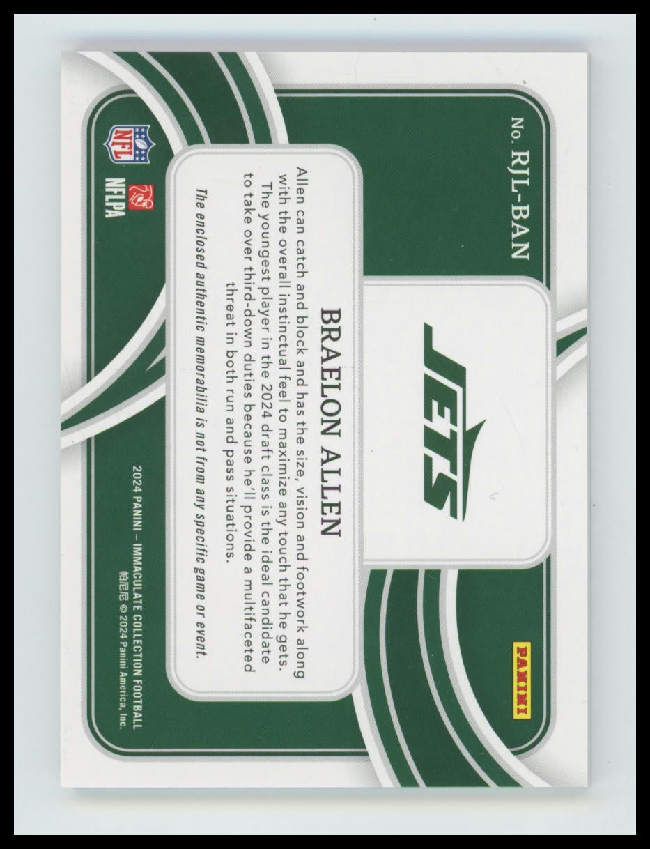 2024 Panini Immaculate - Rookie Gloves Brand Logos Braelon Allen RJL-BAN /15 RC