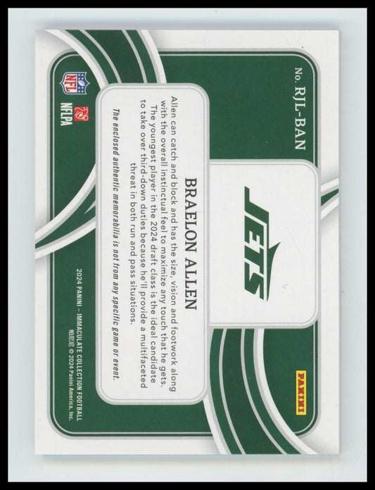 2024 Panini Immaculate - Rookie Gloves Brand Logos Braelon Allen RJL-BAN /15 RC