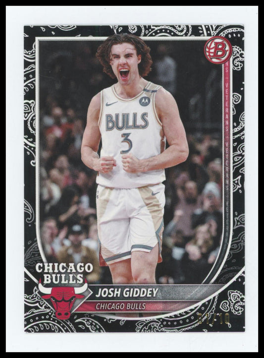 2025-26 Bowman Josh Giddey  Black Paisley /10 #72 Bulls