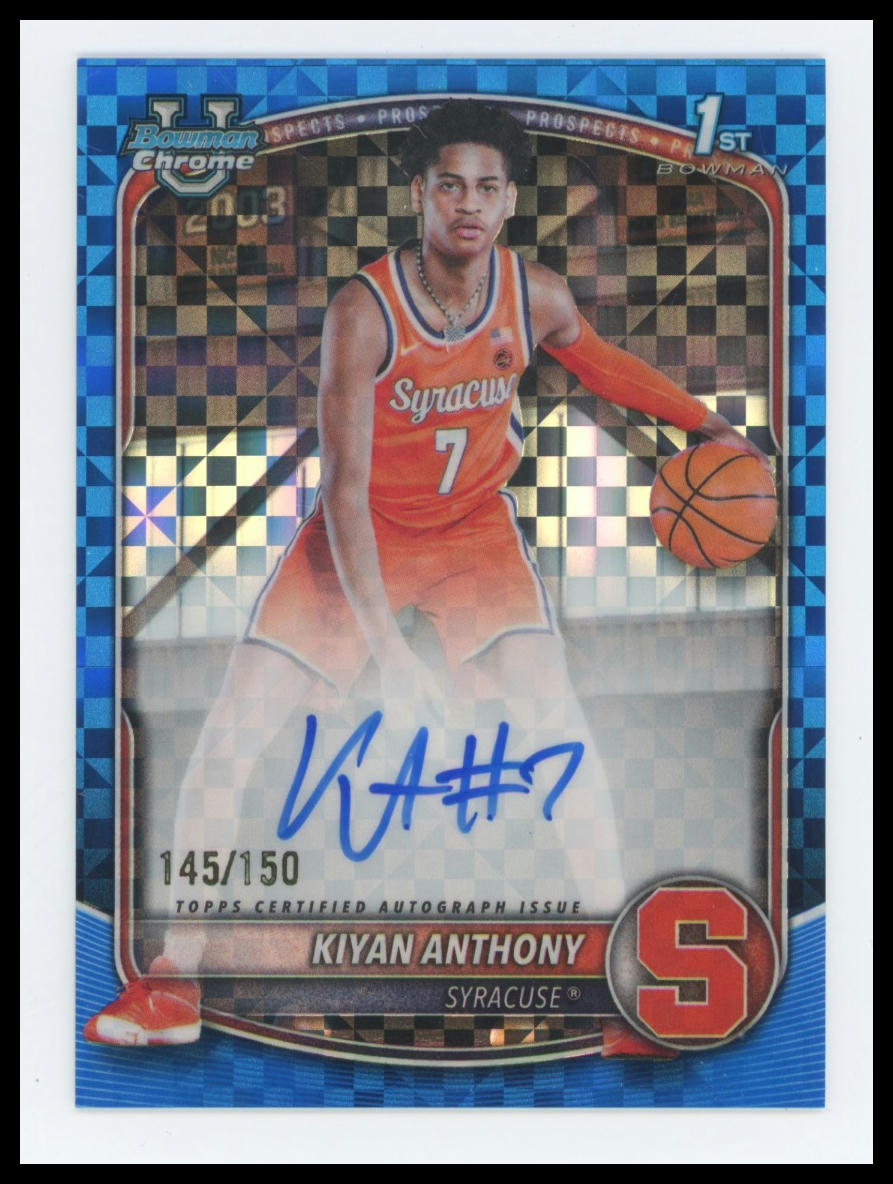 2025-26 Bowman Chrome CPA-KA KIYAN ANTHONY Blue X-Fractor Auto /150 1st Bowman