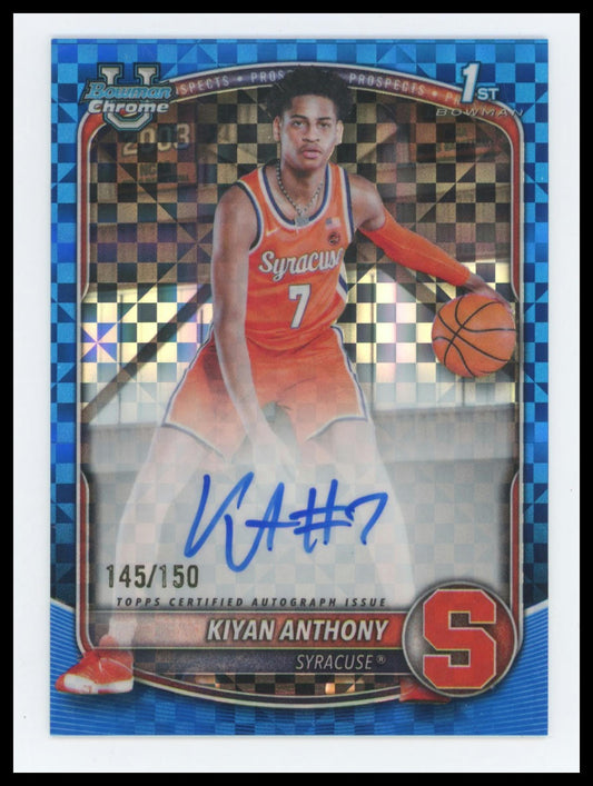 2025-26 Bowman Chrome CPA-KA KIYAN ANTHONY Blue X-Fractor Auto /150 1st Bowman