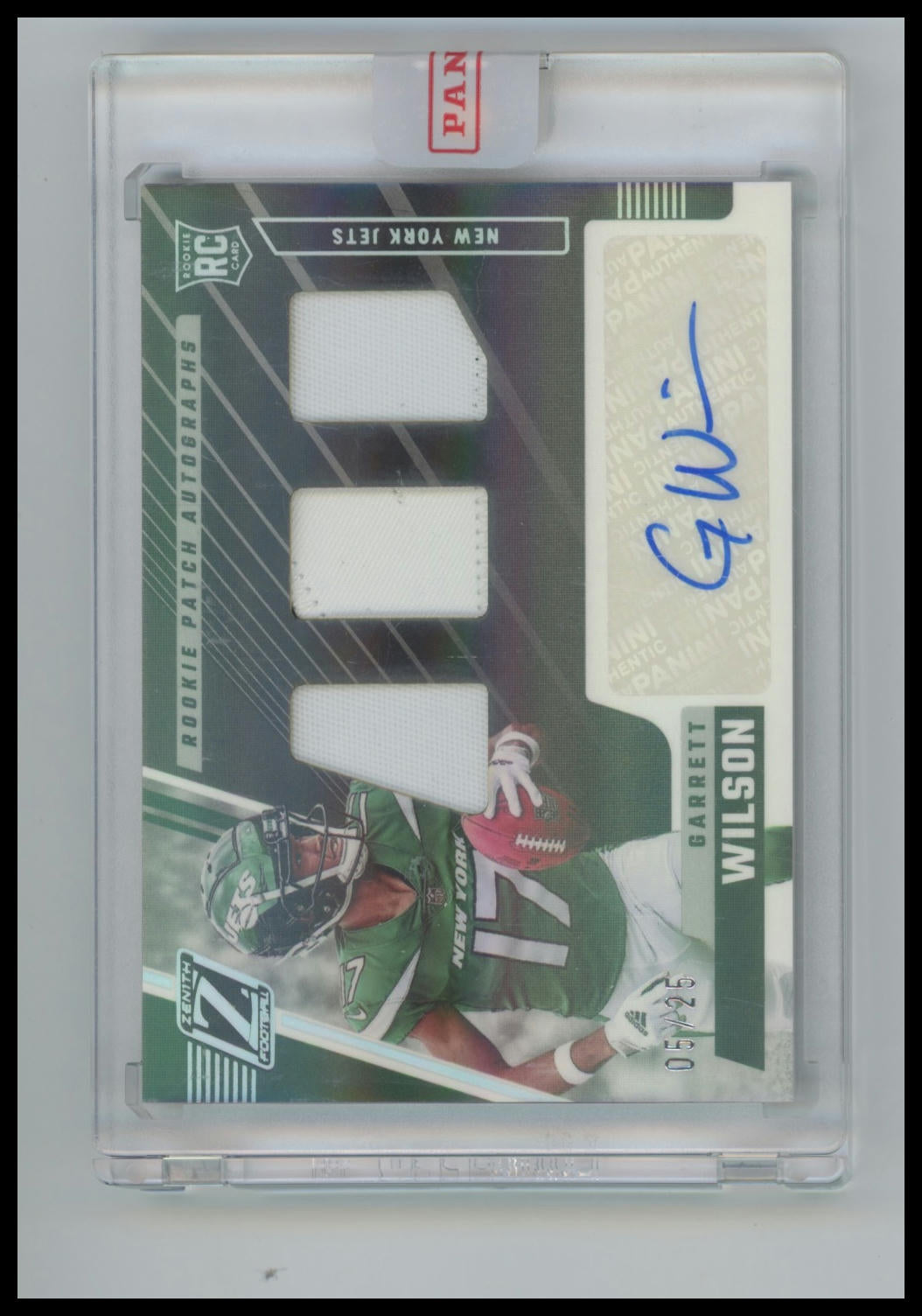 2022 Panini Zenith - Rookie Patch Autograph Garrett Wilson #206 Silver /25 Jets