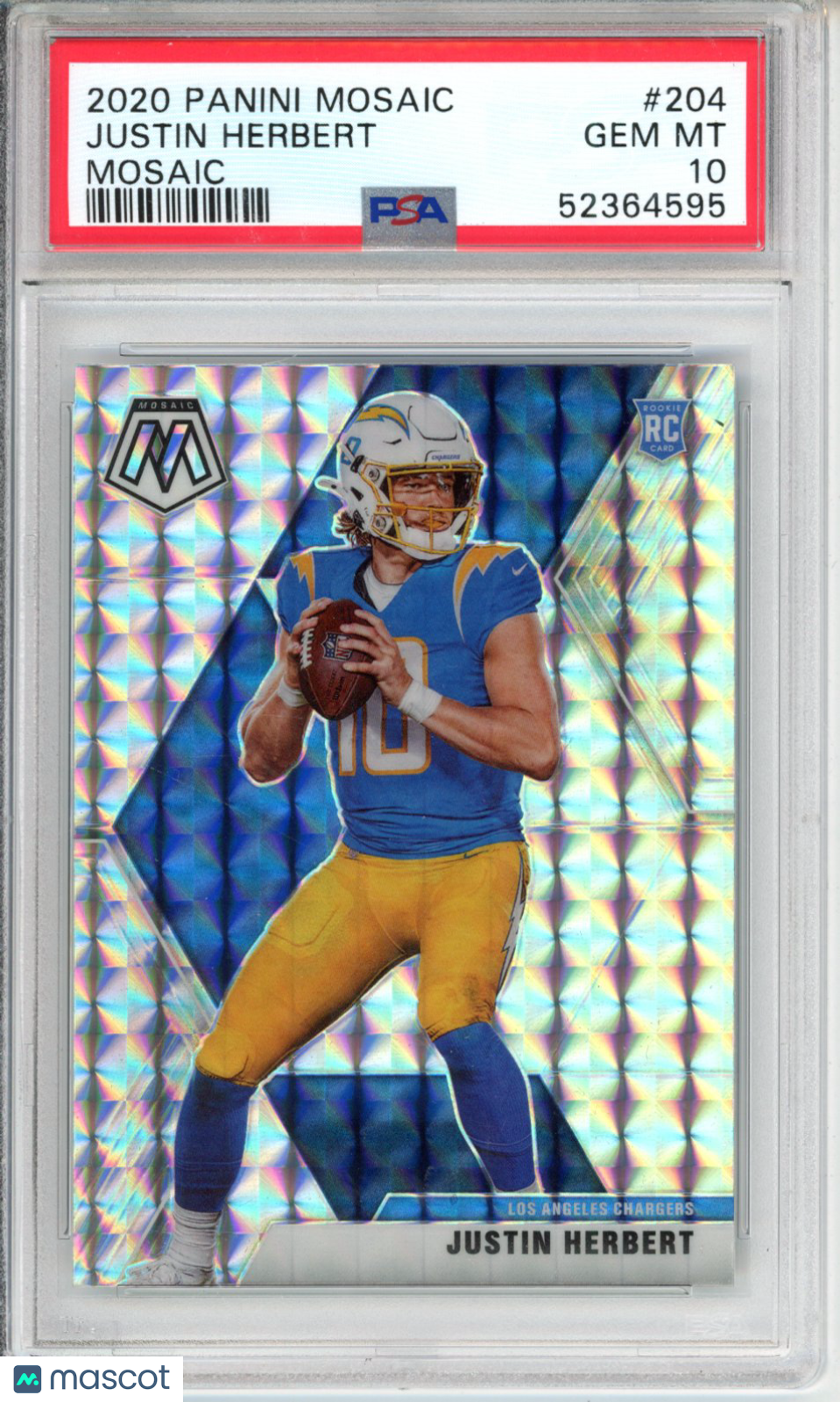 2020 Panini Mosaic Justin Herbert #204 PSA 10