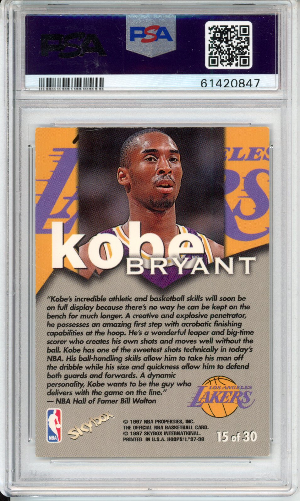 1997 Basketball Kobe Bryant #15 Talkin PSA 7