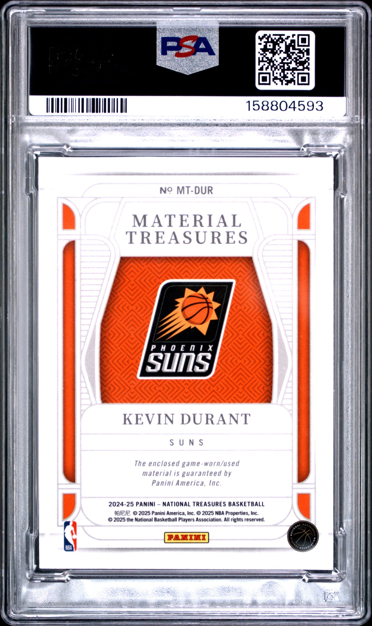 2024 unknown Panini National Treasures Material Treasures Kevin Durant International DUR English PSA 7
