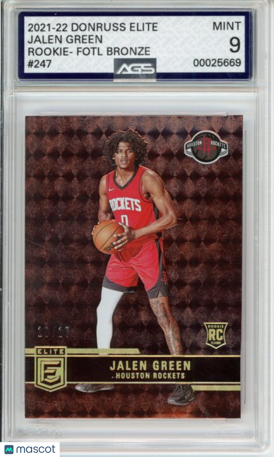 2021-22 Panini Donruss Elite Jalen Green #247 FOTL Bronze AGS 9