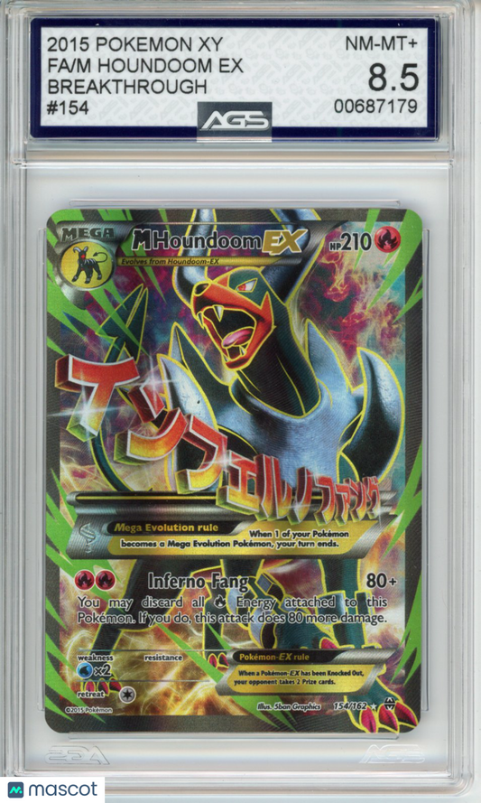 2015 Pokemon XY BREAKthrough M Houndoom EX #154 AGS 8.5