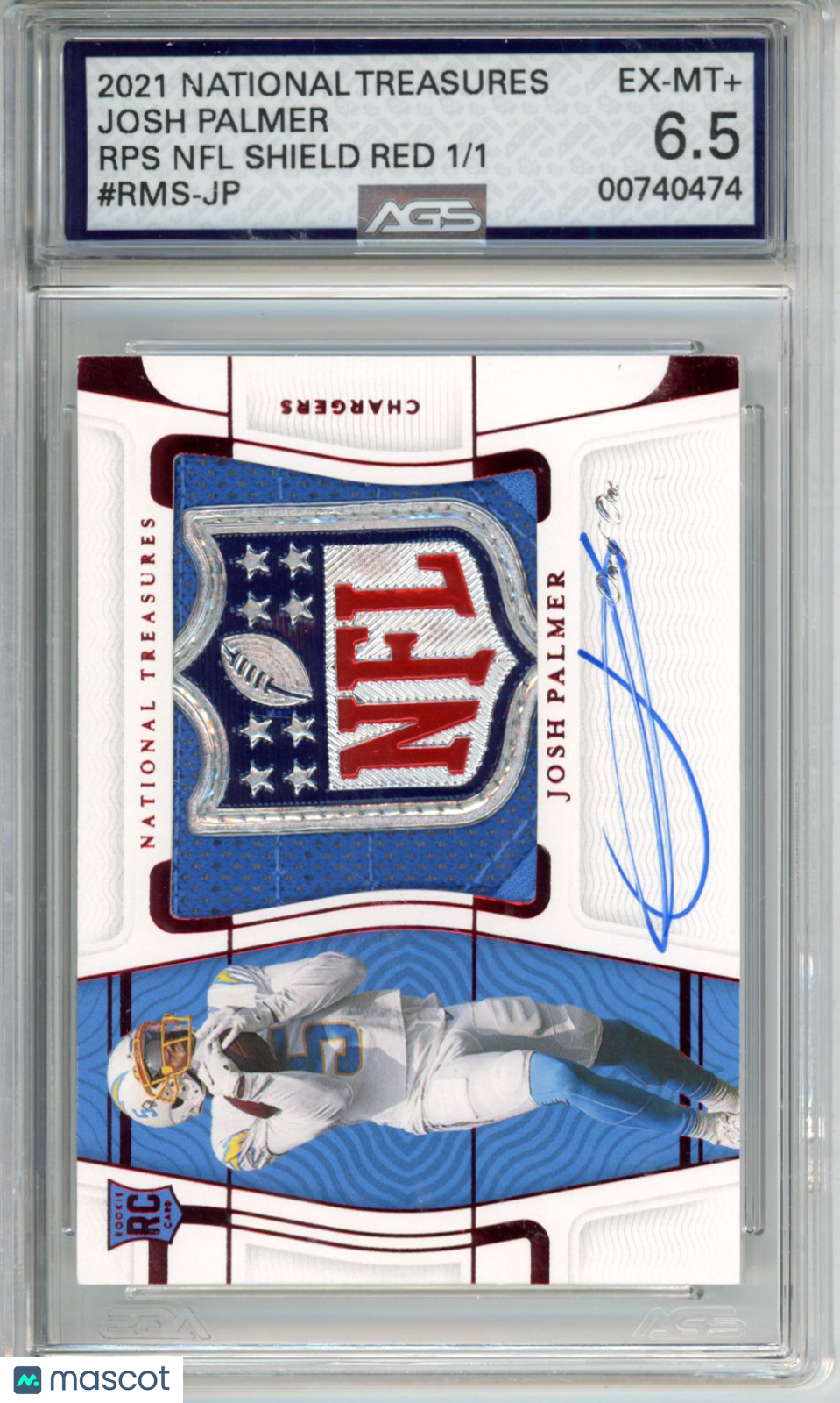 2021 Panini national treasures Josh Palmer #RMS-JP shield red AGS 6.5