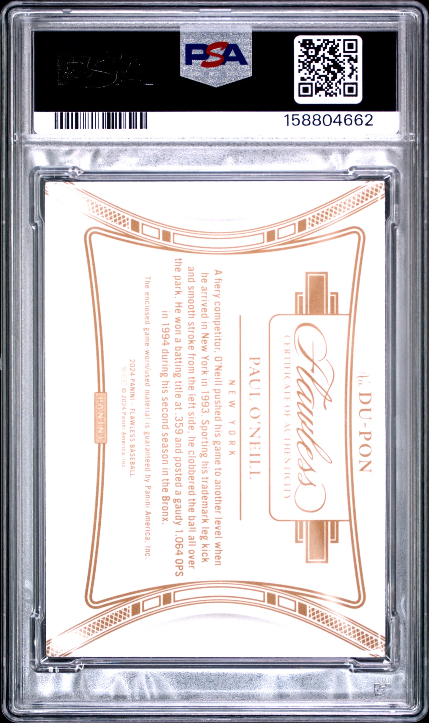 2024 unknown Panini Flawless Dual Patches Paul O'Neill Sapphire DUPON English PSA 9