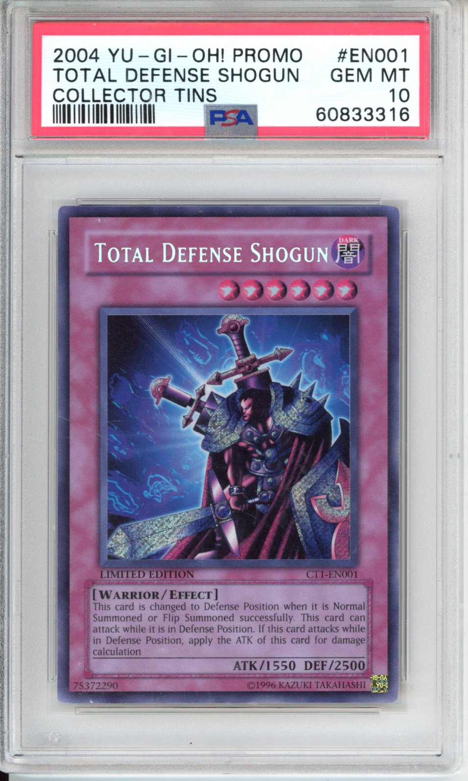 2004 YU-GI-Oh! Promo Total Defense Shogun Collector Tins EN001 PSA 10
