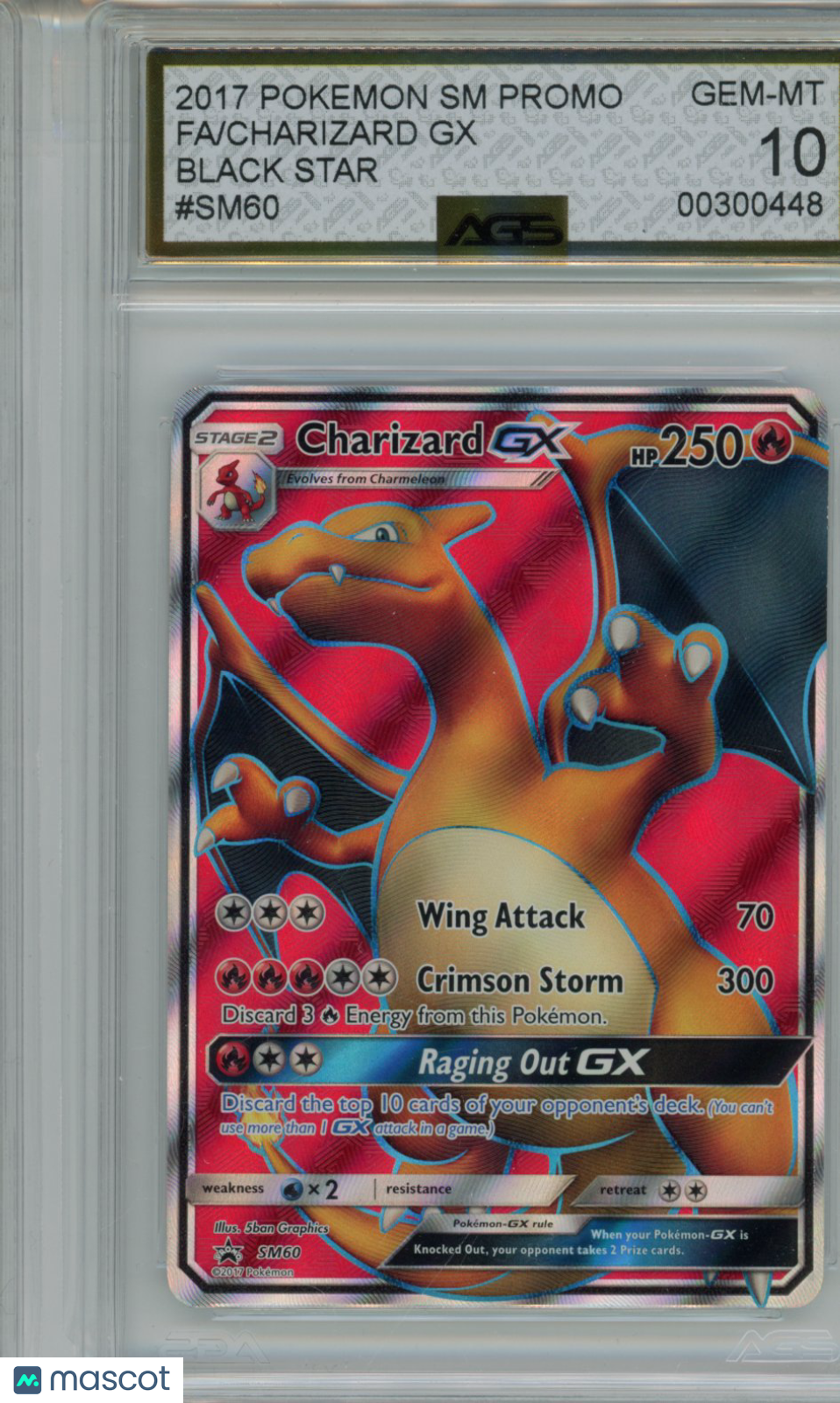 2016 Pokemon Sun & Moon Promos Charizard GX #060 AGS 10