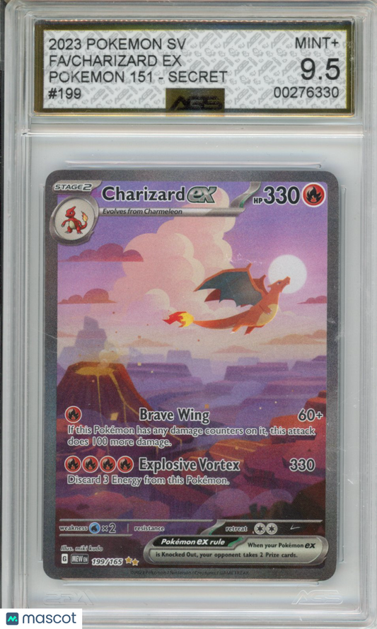 2023 Pokemon 151 Charizard ex #199 AGS 9.5