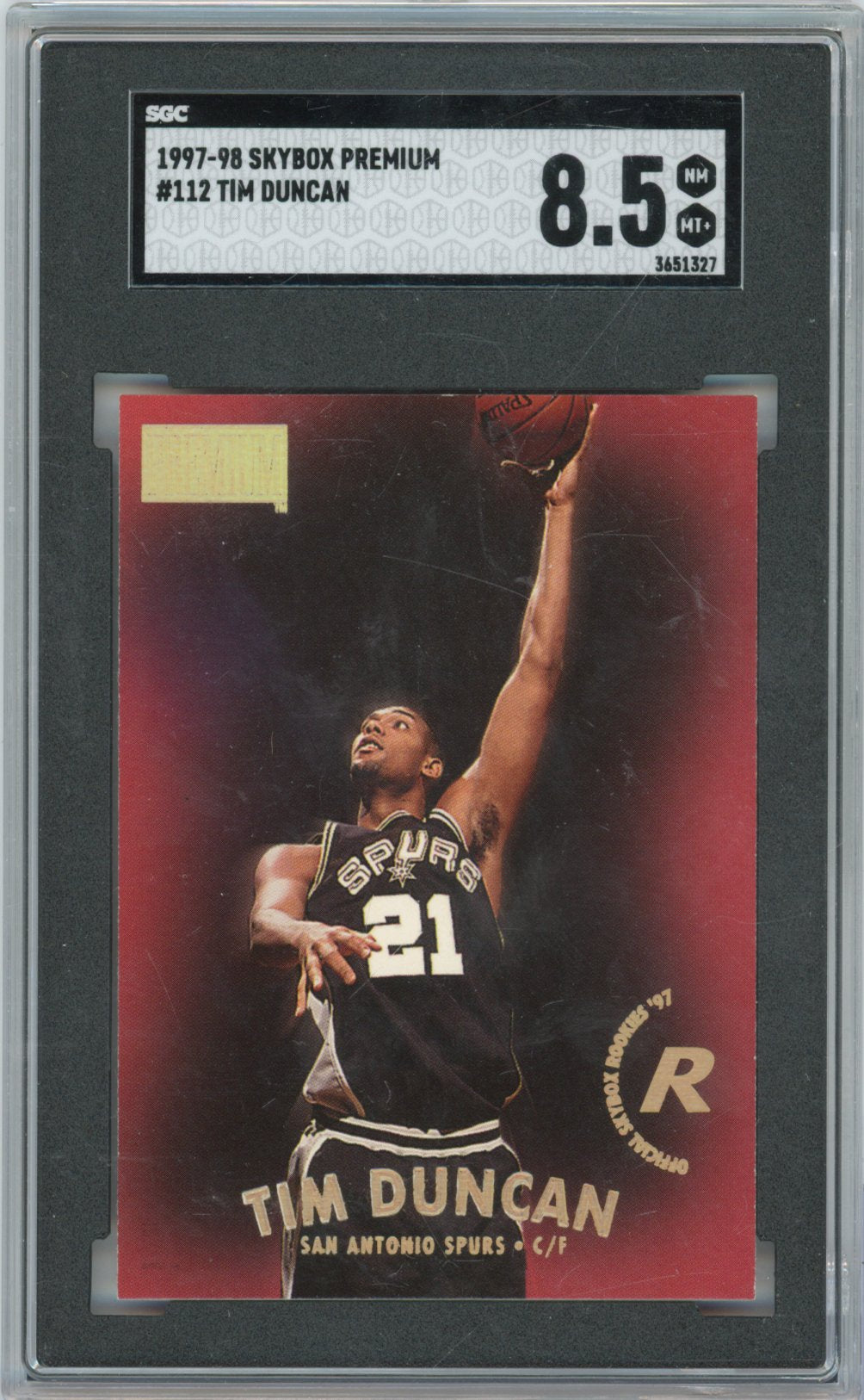 1997 SkyBox Premium Basketball Tim Duncan #112 English SGC 8.5