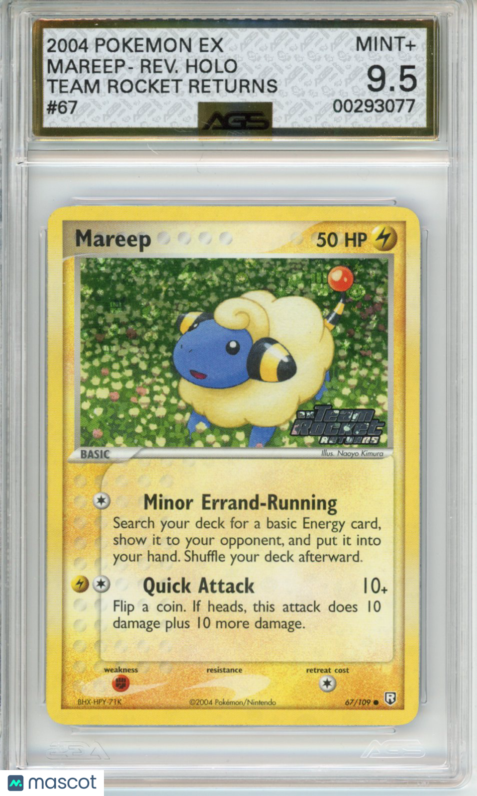 2004 Pokemon EX Team Rocket Returns Mareep #067 Unlimited AGS 9.5