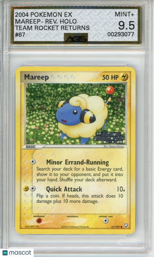 2004 Pokemon EX Team Rocket Returns Mareep #067 Unlimited AGS 9.5