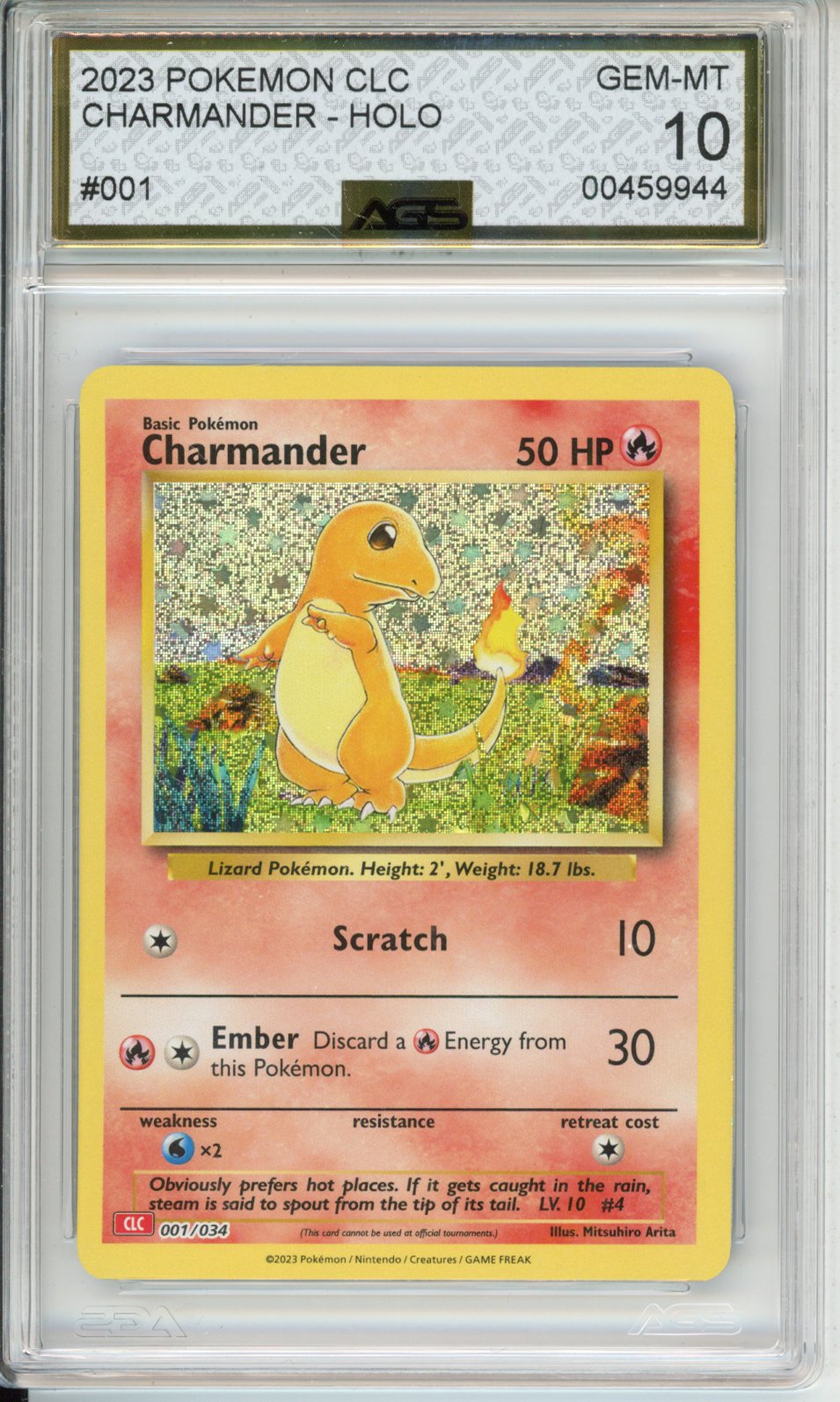 2023 Trading Card Game Classic Charizard & Ho-Oh ex Deck Charmander #001 English AGS 10