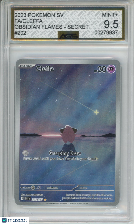 2023 Pokemon Obsidian Flames Cleffa #202 Illustration Rare AGS 9.5