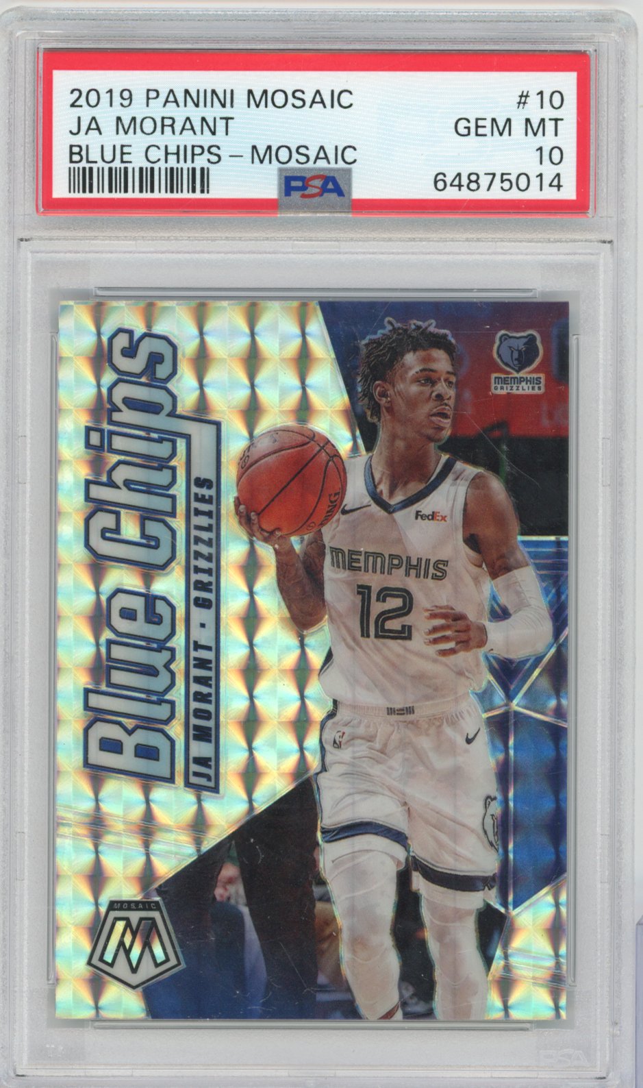 2019 Panini Mosaic Blue Chips Ja Morant Mosaic English PSA 10